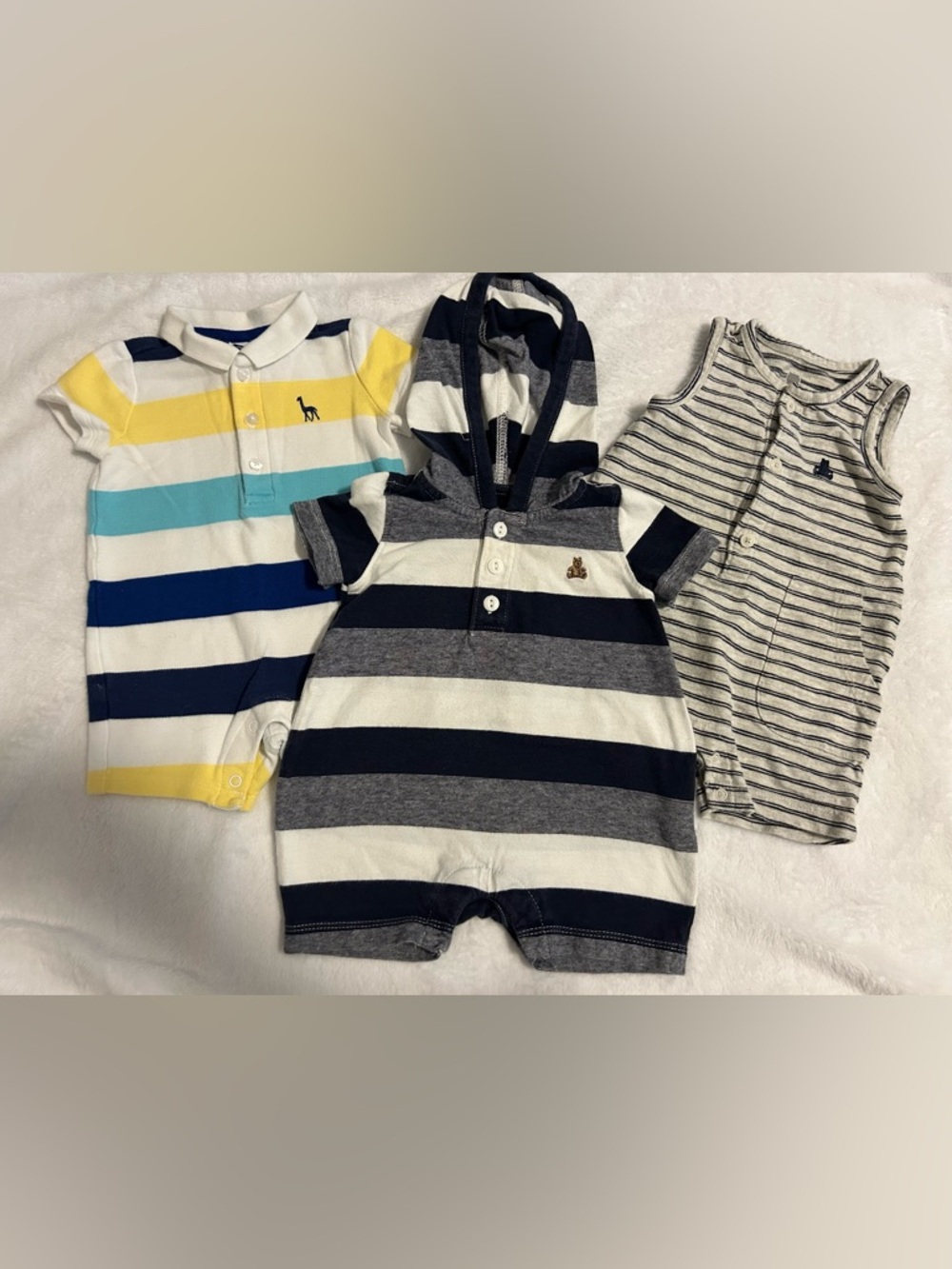 GAP Baby Striped Short Rompers - Yellow, Turquoise, Navy, Gray, White